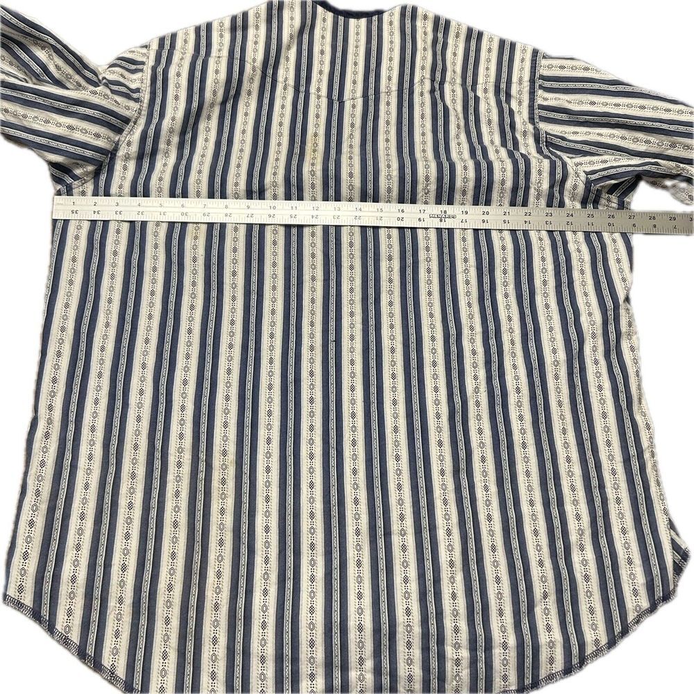 Vintage Wrangler X Long Tails Shirt Collarless 18 1/2 X 36 XXL Stripes Blue READ - Picture 3 of 9